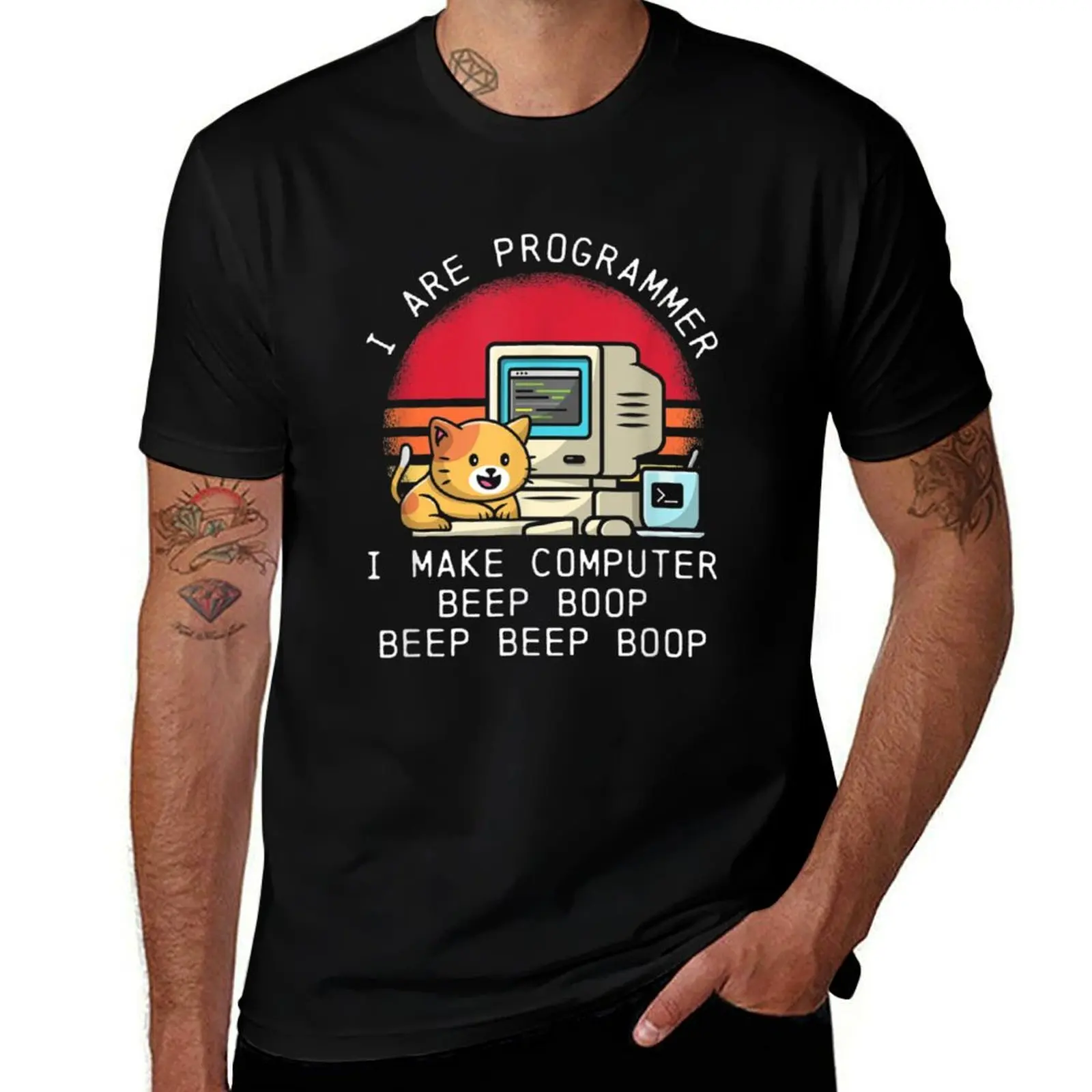 I Are Programmer Funny Cat, Funny Programmer Gift Design T-Shirt Performance Workout Short Sleeve Tee T-Shirt