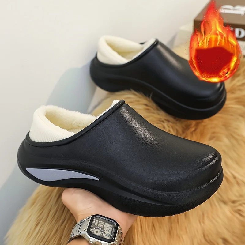 

Хлопковые тапочки на толстой подошве для пар, мужчин и женщин, осенне-зимняя верхняя одежда, нескользящая и теплая парная хлопковая обувь