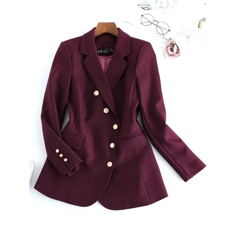 Ladies Blazer Jacket Women Long Sleeve Single Breasted Female Formal Coat For Autumn Winter