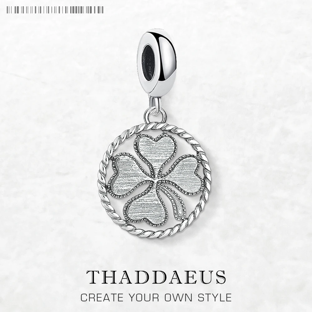 

925 Sterling Silver Disc Cloverleaf Clover Pendant Dangle Charm For Women Men Lucky Birthday Vintage Gifts