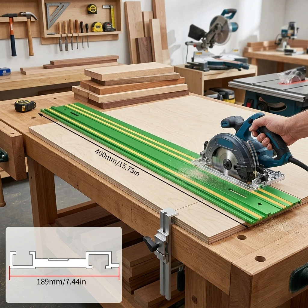 

400mm Aluminum Guide Rail Track for Circular Saw - Precision Woodworking Cutting Guide System, Circular Saw Track Guide