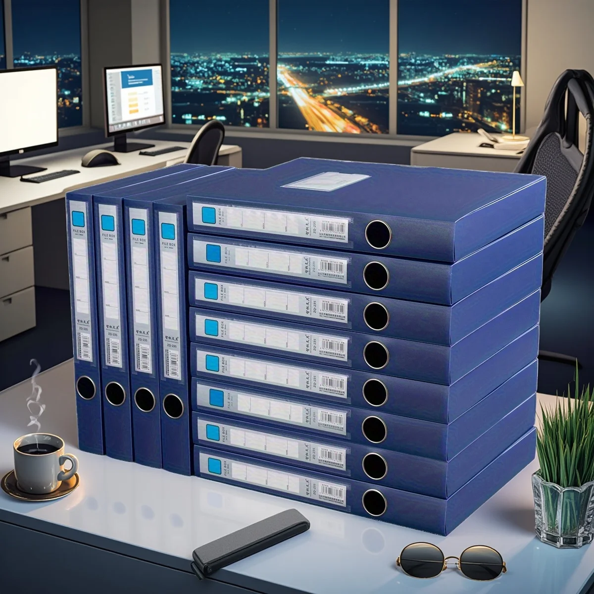 12 قطعة/A4 صندوق ملفات بلاستيكي سميك، حقيبة ملفات معلومات الفاتورة، صندوق تخزين قرطاسية المستندات، اللوازم المكتبية