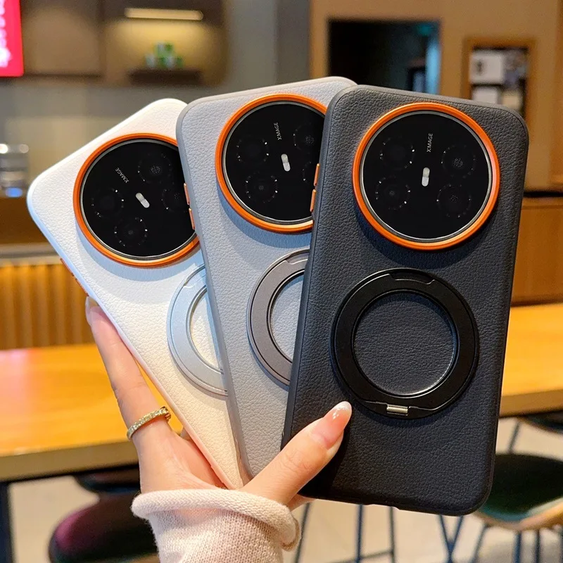 

Fashion Solid Color Leather Phone Case for Huawei Mate 80 Pro Max with Magnetic 360 ° Rotating Stand