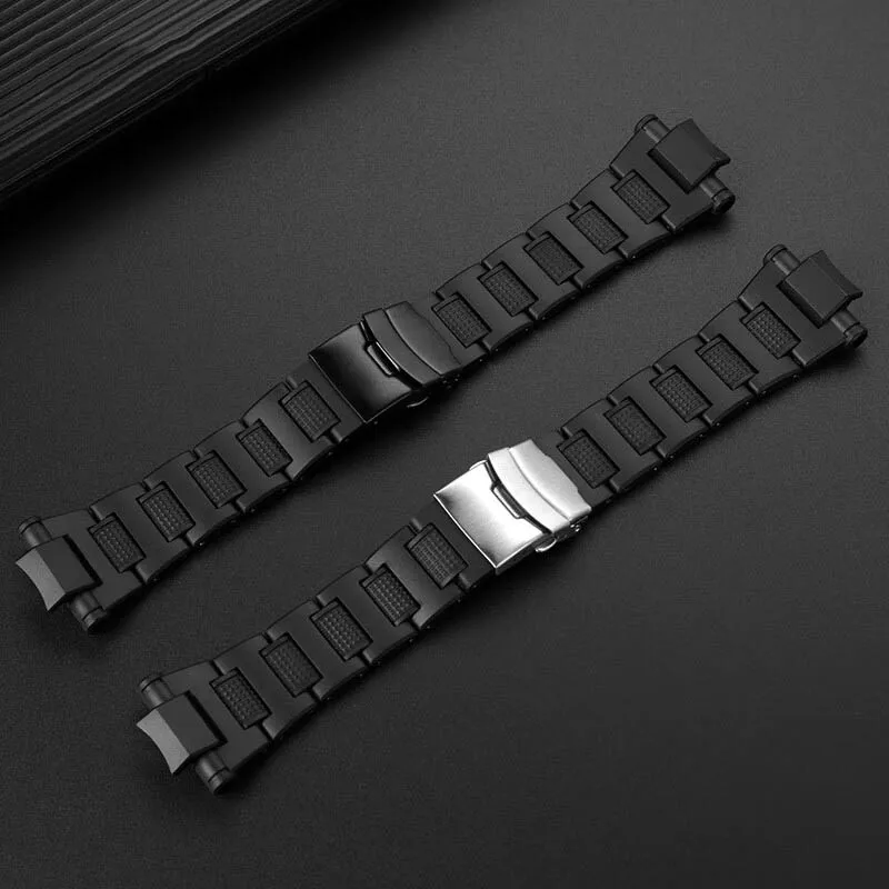 For Casio watch GW-A1100 GW4000 GA1100 G-1400 plastic watchband men's black wristband stainless steel butterfly buckle bracelet