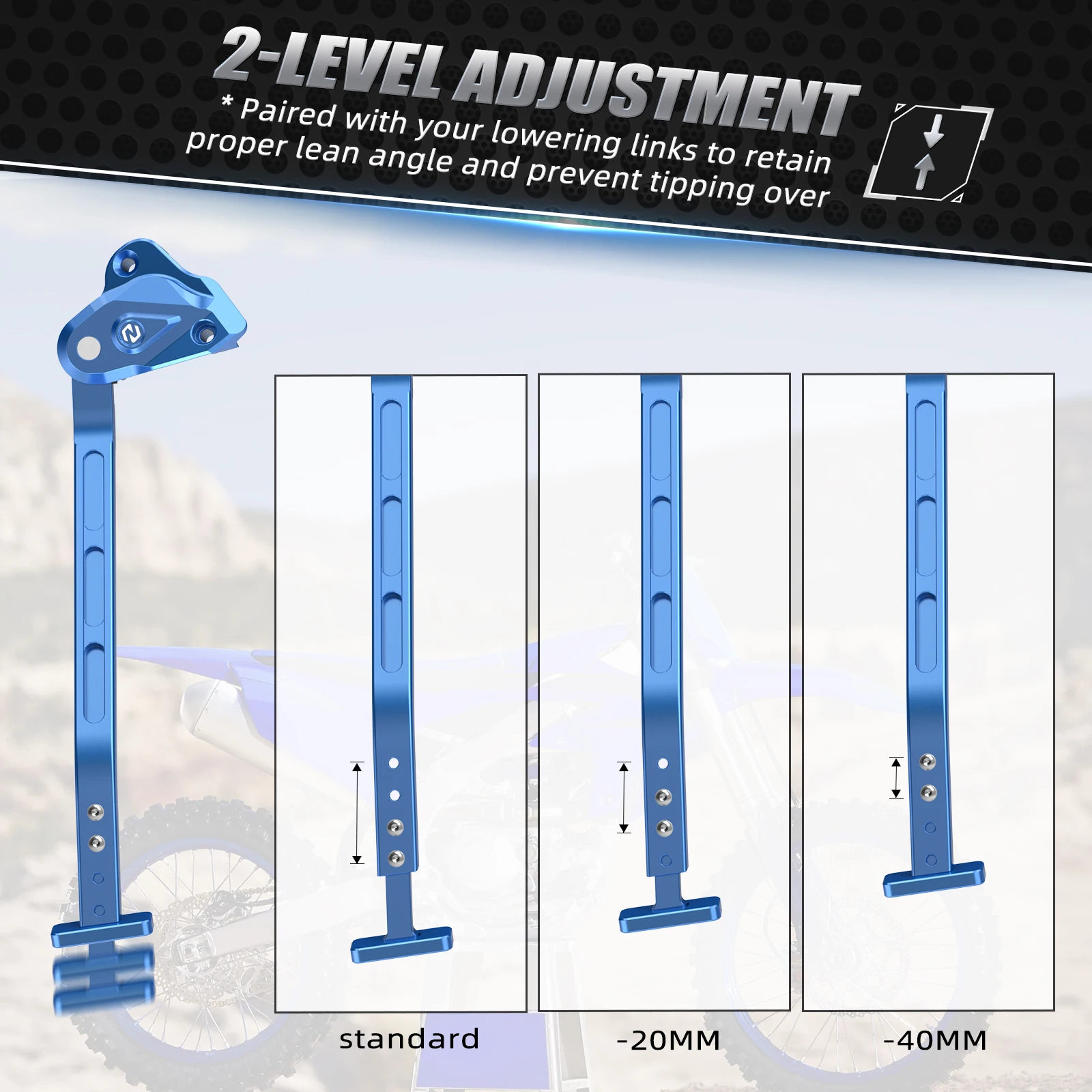 For 2023 2024 Yamaha YZ450F Adjustable Kickstand Side Stand & Lowering Link YZ 450F Parking Side Stand Billet 6061-T6 Aluminum