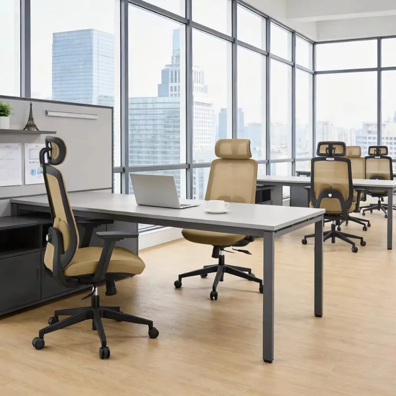 2026 Sillas De Oficina Modern Khaki Mesh Office Chair Heart Shape 2D Lumbar Support Softy Ergonomic Chair Office for Long Time