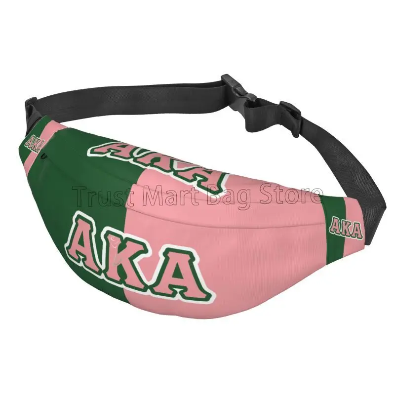 AKA Sorority Print Casual Fanny Pack Large Waist Bag Adjustable Belt Bag Waist Pack for Travel Festival Hiking Cycling Running