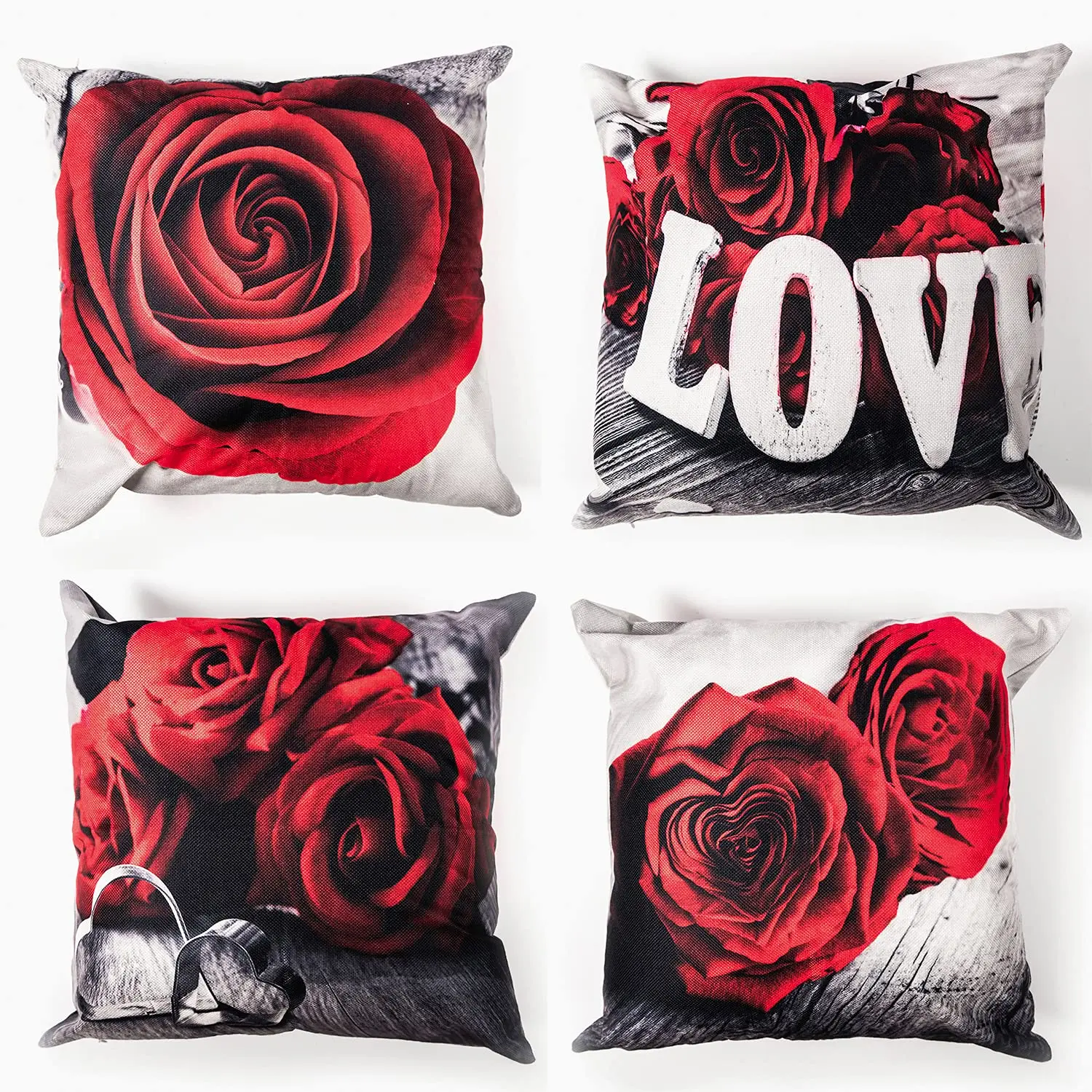 Red Rose Linen Pillowcase 40*40 Living Room Sofa Cushion Cover 60*60 Home Decoration Pillowcase Valentine\'s Day Gift