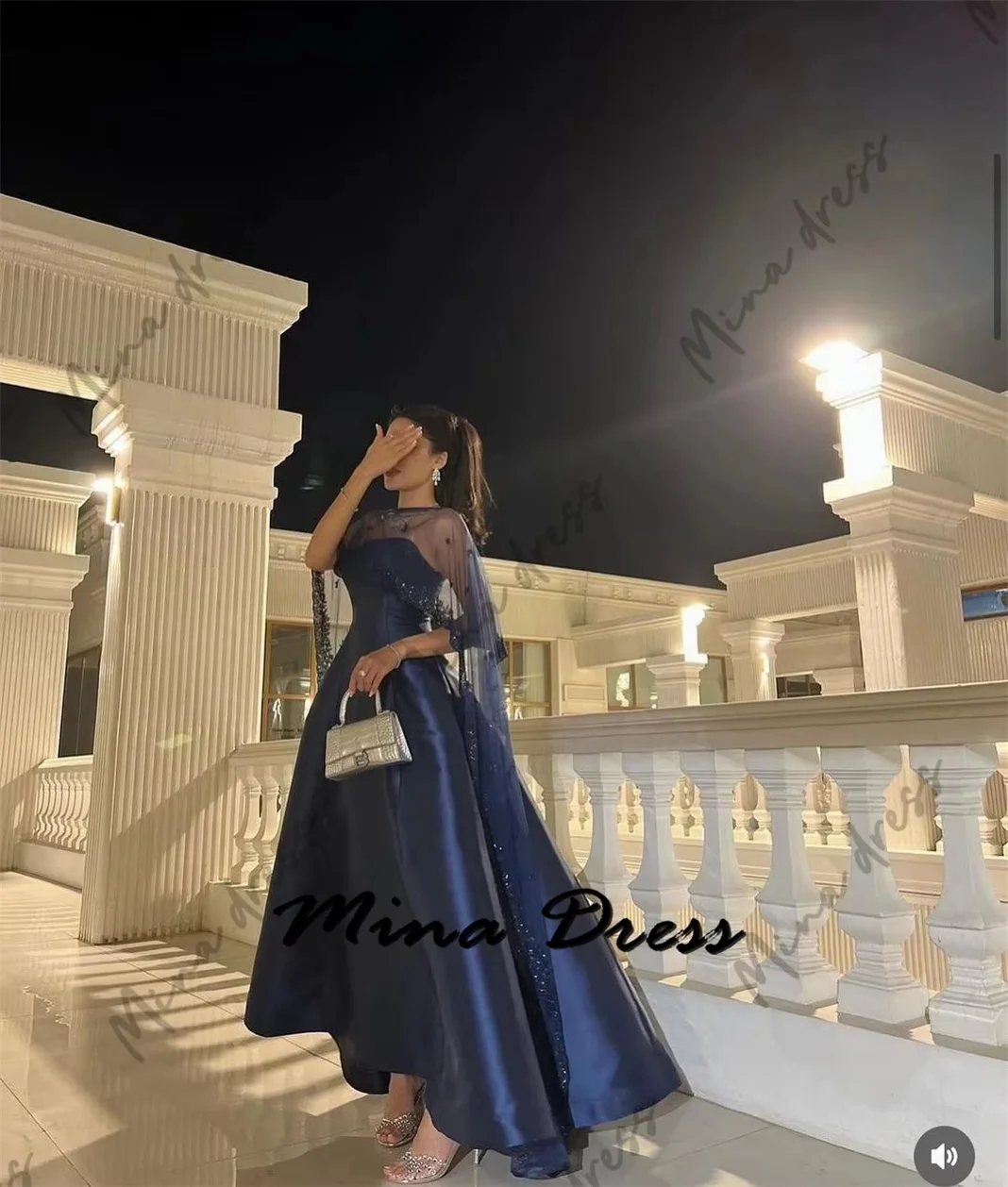 Mina Customized Sequins Luxurious Women's Evening Dresses for Special Occasions Shawl Sleeveless Backless Saudi ArabiaArab Party image 6