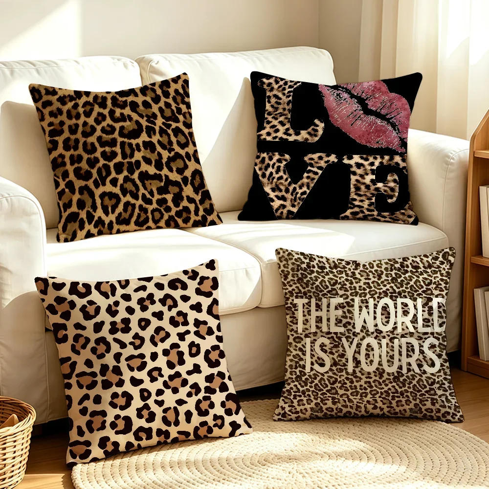 Cool Leopard Print Art cushion cover Soft Smooth Hidden Zipper Washable Decorative Couch Office Housewarming Gift