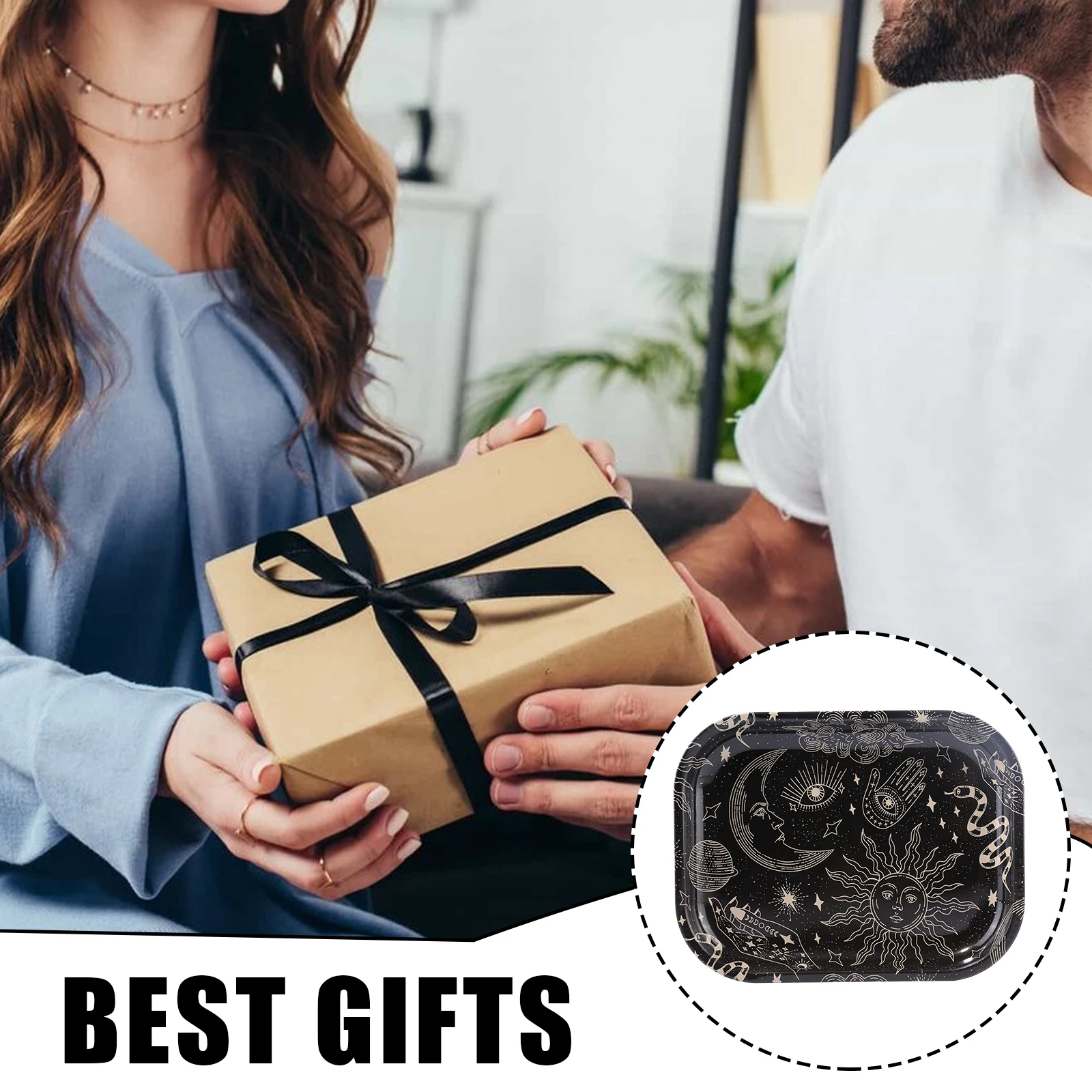 5.5*7inch Sun and Moon Metal Rolling Tray Smoking Accessory image 5