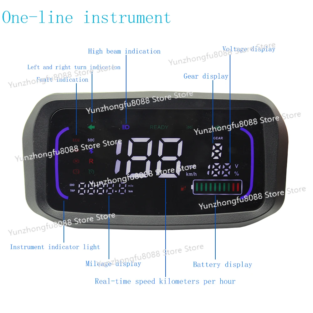 

LCD speedometer 48V 60V 72V KMH/MPH one-line speed sensor display electric scooter electric motorcycle meter