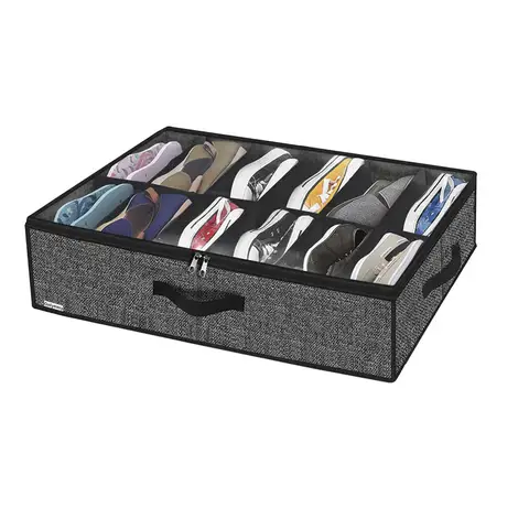 Under Bed Shoe Storage Organizer for Closet Fits Underbed Shoe Containers Boxes Organizador with Clear Cover