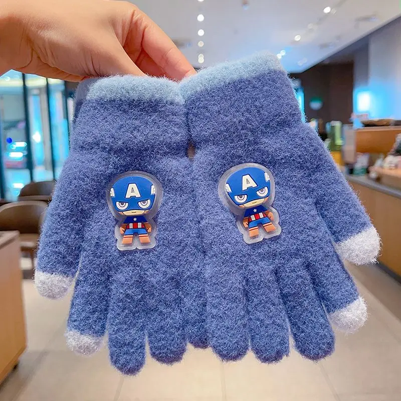 Marvel Spiderman lindos niños otoño e invierno cómodos, suaves, luminosos protectores de muñeca cálidos, protectores de manos a prueba de viento guantes de felpa