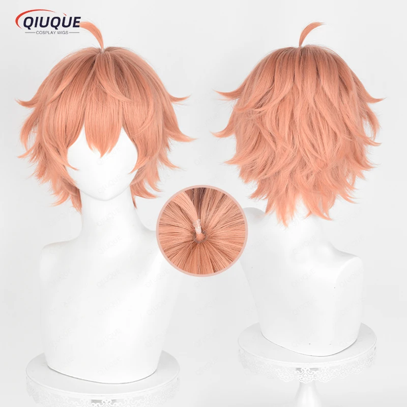 

Anime Angels of Death Eddie Cosplay Wig Short Orange Pink Heat Resistant Synthetic Hair Halloween Party Wigs + Wig Cap