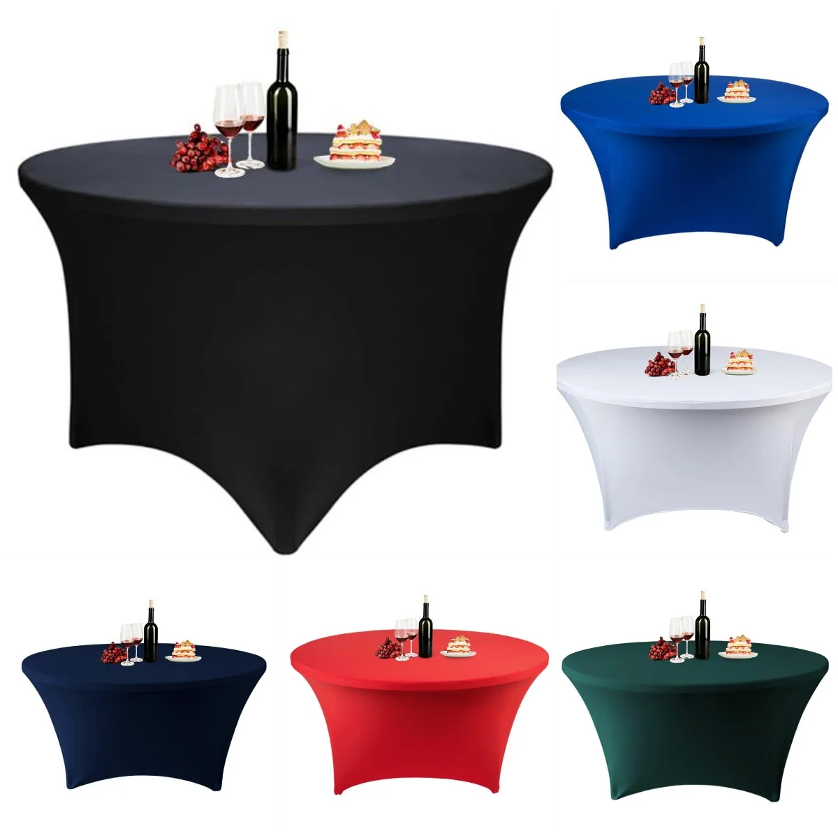 

Wedding Decoration Round Spandex Tablecloth Stretch Table Cover Fitted Elastic Birthday Party Holiday Hotel Wholesale Modern