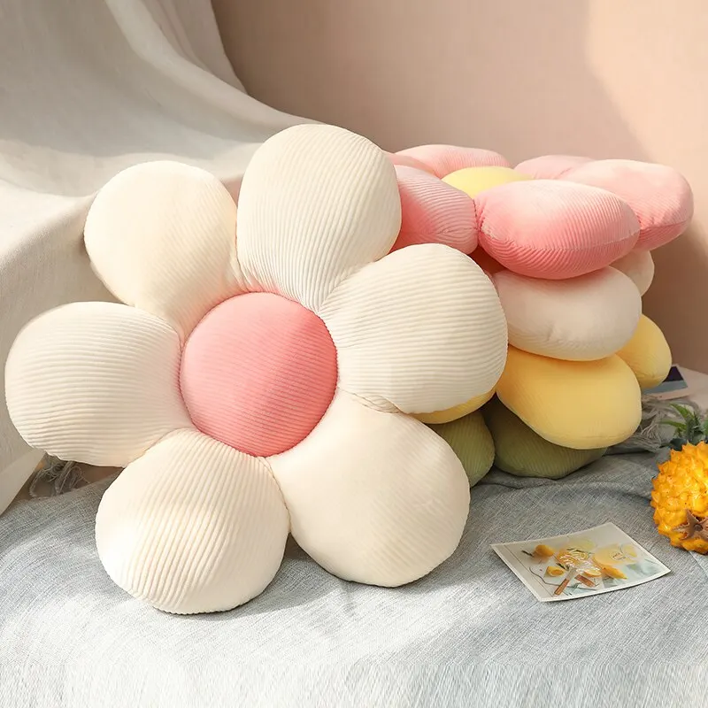 35CM Colorful Flowers Plush Pillow Plant Petal Cushion Stuffed Toys for Girls Baby Home Decor Gift