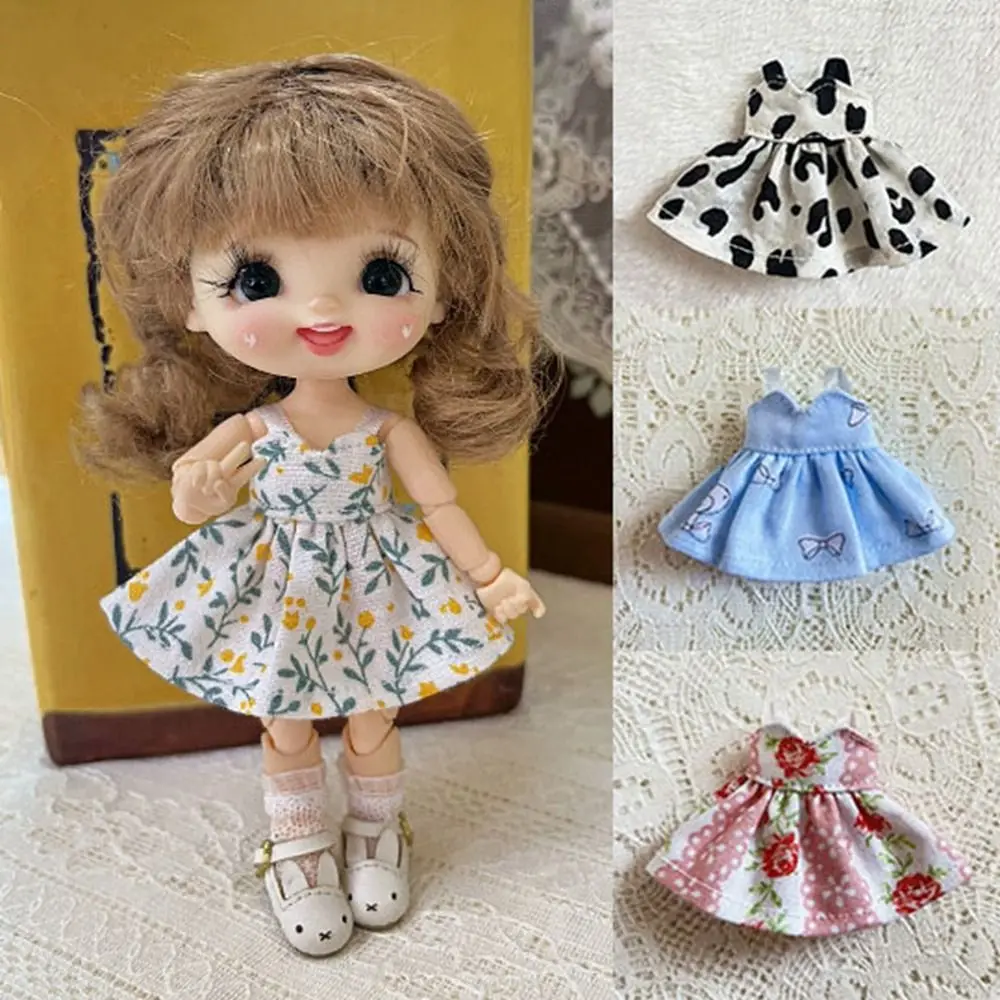 

New Handmade Printed Dresses Accessories 7 Styles Doll Clothes Skirt Fashion Dolls Outfits Dresses 1/11 OB11 Dolls/1/12 BJD