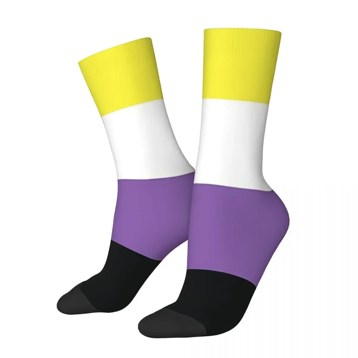 Non-Binary Pride Flag Socks Harajuku Sweat Absorbing Stockings All Season Long Socks Accessories for Unisex Birthday Present