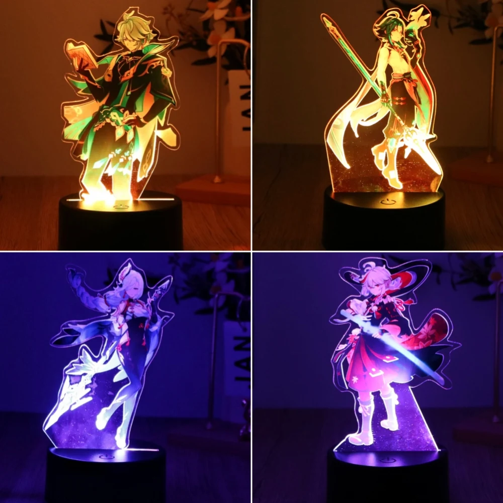 Anime Figures 3D Night Light Genshin Impact RGB LED Lamps Control 16 Colors Lights Dreamcolor for Bedroom Decor Atmosphere Gifts