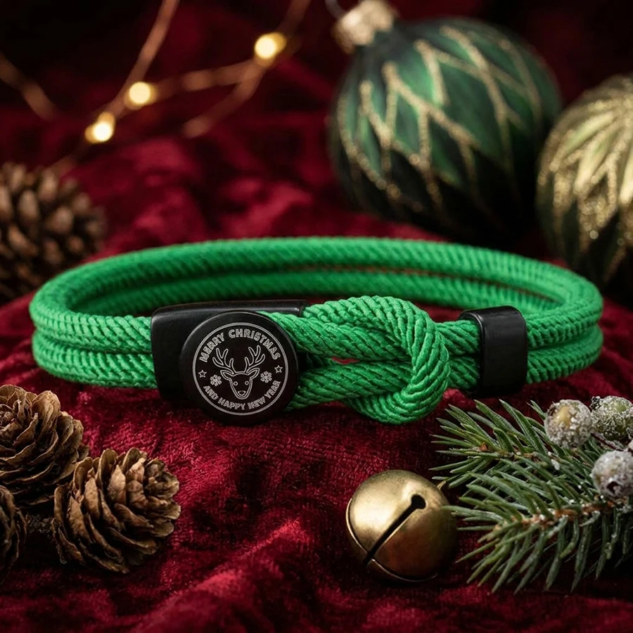 Christmas Weaven Bilayer Rope Bracelet Unisex Apparel Accessories Antler Pattern Handmade Wrap Braslet Festival Couple Jewelry