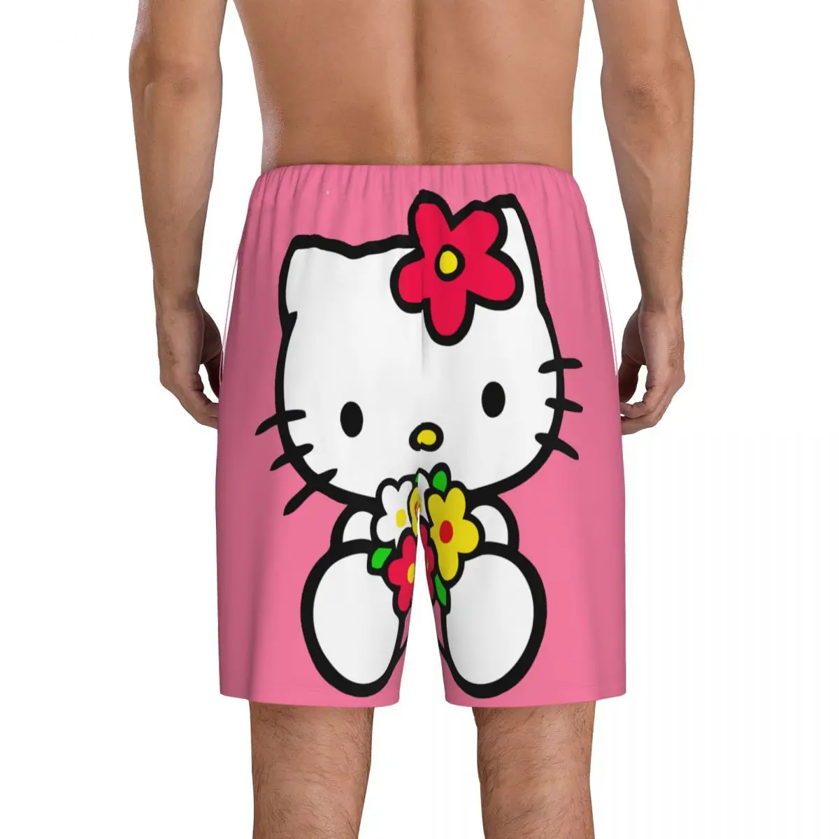 Niestandardowe spodenki piżamowe Cartoon Anime Hello Kitty Męska bielizna nocna Lounge Bottom Stretch Sleep Short Pjs z kieszeniami