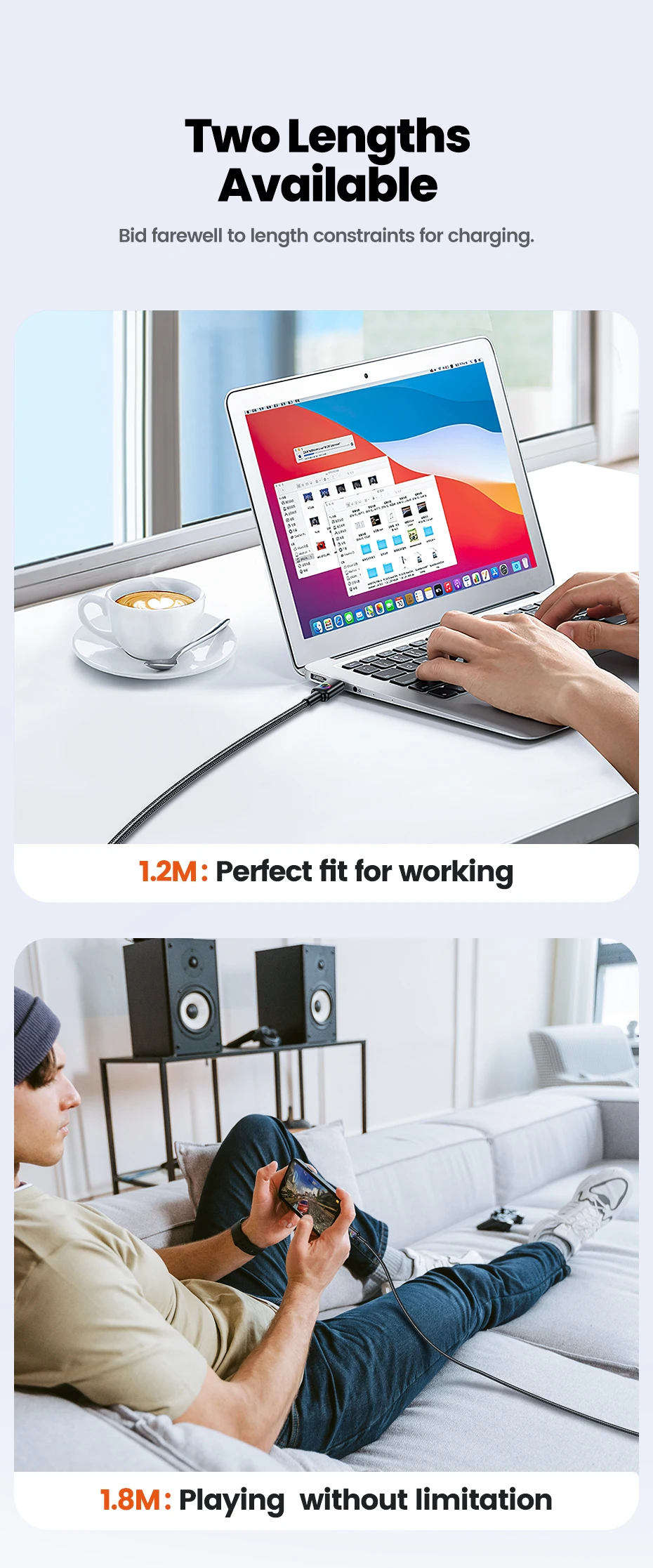Toocki 3er-Set 100W USB-C Kabel Typ C PD3.0 mit LED-Anzeige für schnelles Laden – für iPhone 17/16, Xiaomi, Huawei, MacBook – 5A Typ-C Datenkabel – Detail 12