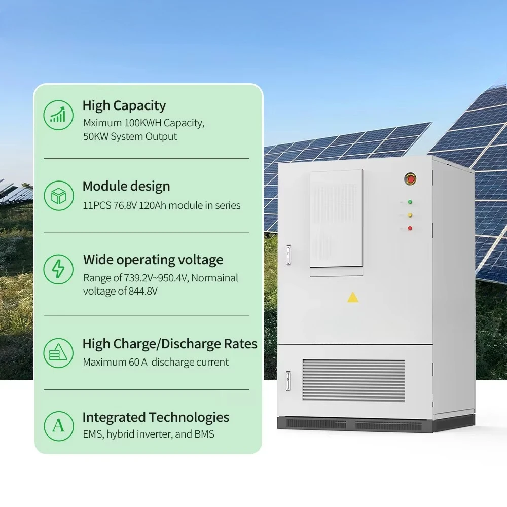 Sunpal todo en un gabinete de almacenamiento de energía 50Kw 100kWh batería de litio solar industrial BESS gabinete al aire libre