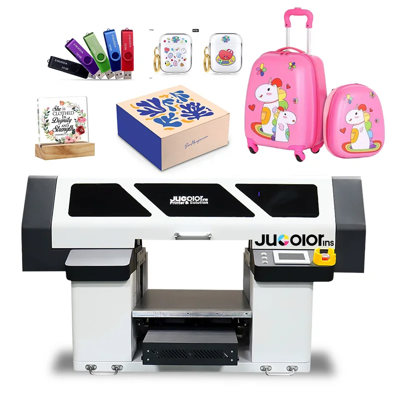 

Full Automatic UV Printer A2+ UV Led Flatbed Printer for Phone Case Golf Balls Suitcase Glass Small Size Industry Inkjet Printer