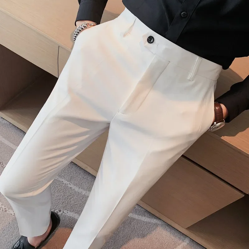 Men Formal Wear Suits Pants Male Solid Wedding Dress Trousers High Quality Men British Style Slim Fit Business Casual Suit Pants