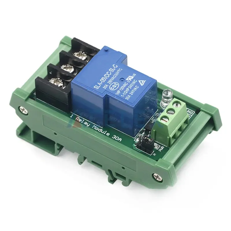 5V 12V 24V One 1 Channel Relay Module 30A with Optocoupler Isolation Supports High/Low Level Trigger with Guide Rail