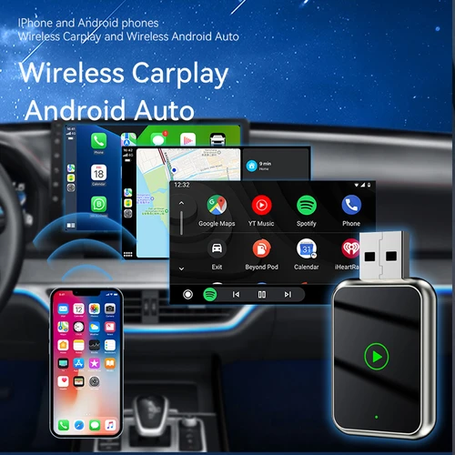 Imagen 2 del producto Robot VR 2 en 1 para coche Android Auto Dongle Plug & Play adaptador Carplay inalámbrico WIFI Bluetooth 5,0 conexión rápida caja inteligente AI