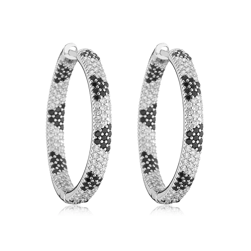 HECHENG, Europe And The United States Trend Txaggerated Large Circle Inlaid CZ Stone Leopard Triangle Pattern Women\'s Jewellery