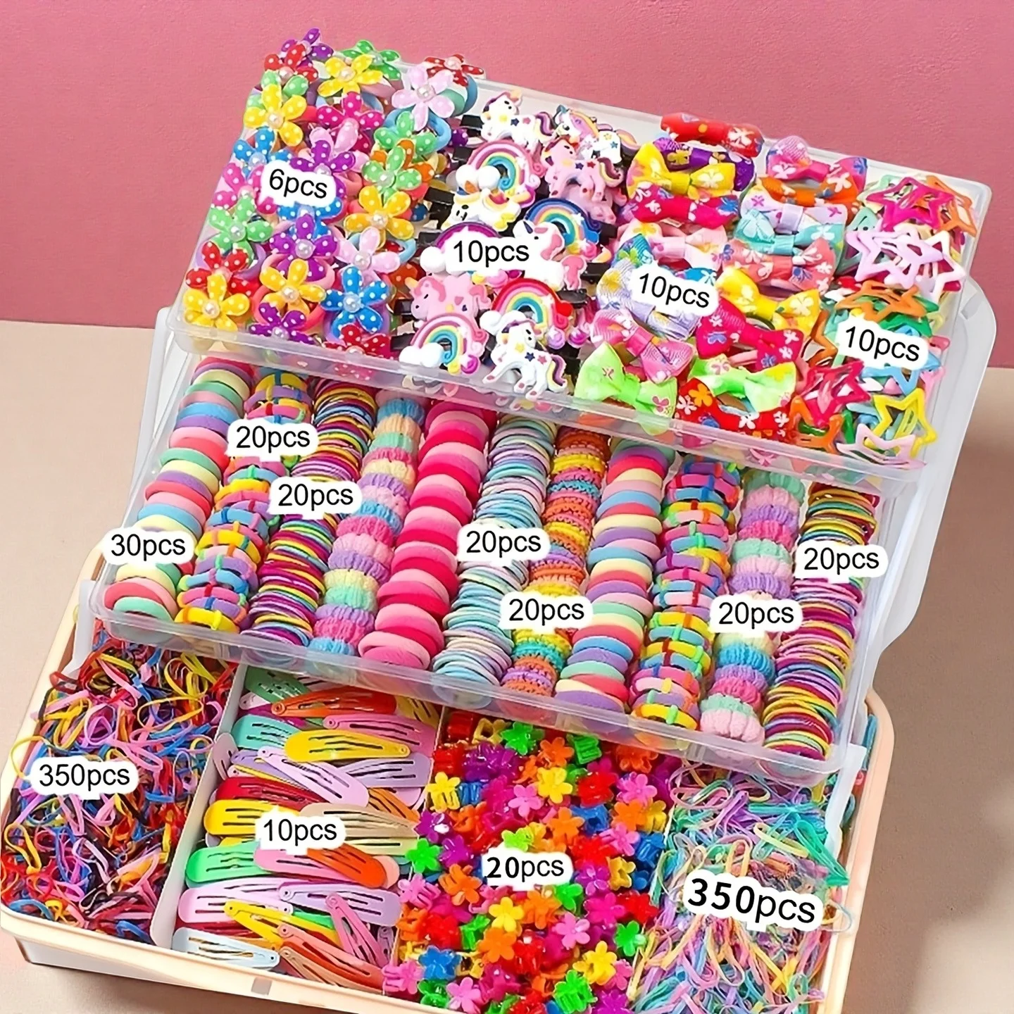 A Set of 916 Pieces (Random Colors) of Cute Cartoon Multi-Colored Hair Accessories, Including Cartoon Hair Clips, Rhinestone Flower Clips, Various Hair Ties, Elastic Bands, Hair Ropes, and Headbands. Suitable for Girls and Women for Daily School Activities, Birthday Parties, Holiday Outfits, and Other Occasions, a Set That Meets Various Matching Needs and Easily Enhances the Atmosphere.