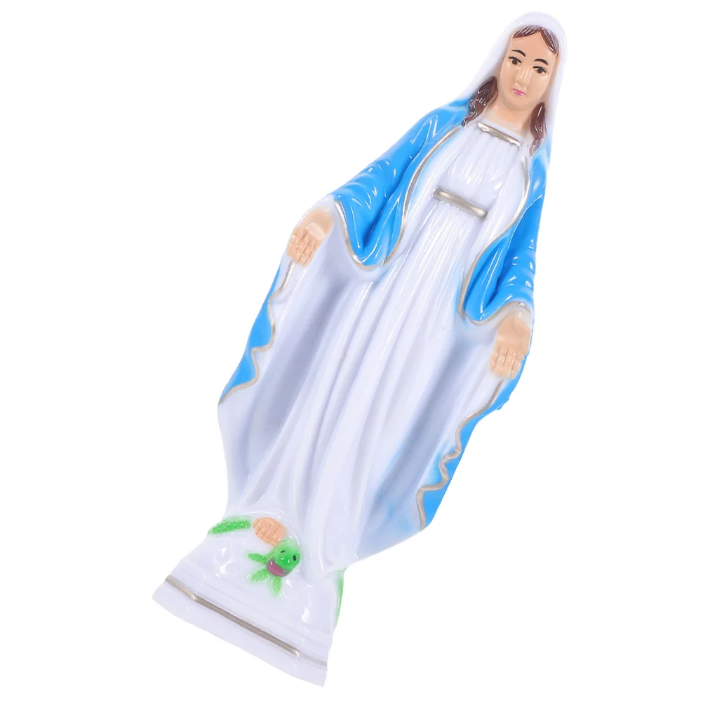 Blessed Mother Sculpture Catholicism Adornment Outdoor Decoration Sky-blue Plastic Virgin Mary Figurine Miss