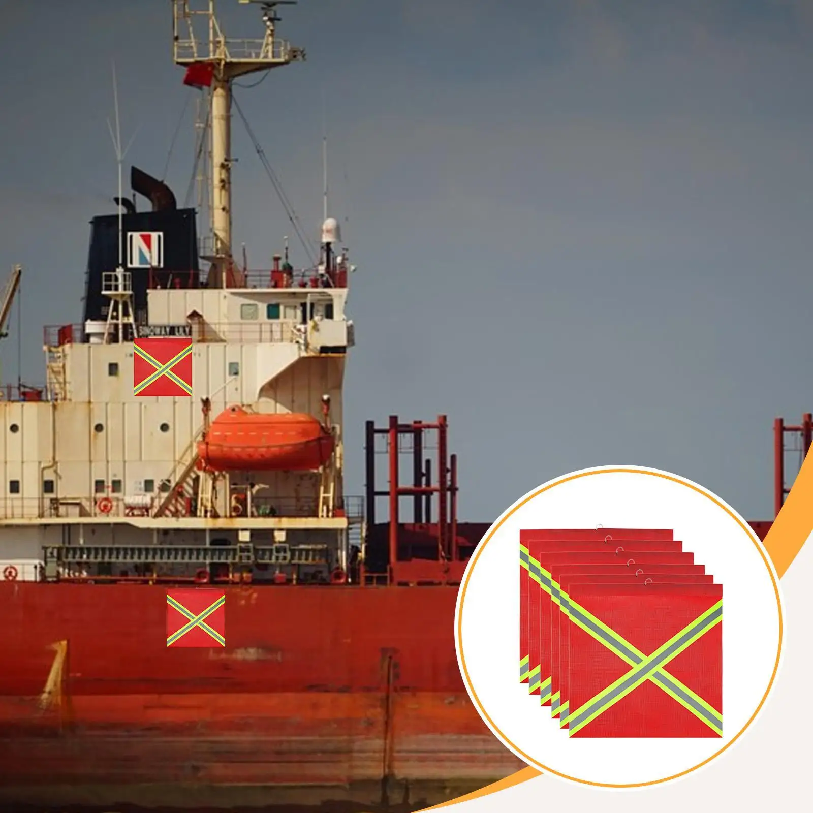 6 قطعة أعلام سلامة الشاحنة سهلة التركيب شبكة 18 بوصة × 18 بوصة ملحقات أعلام تحذير عالية الوضوح لقارب نقل المقطورة #2