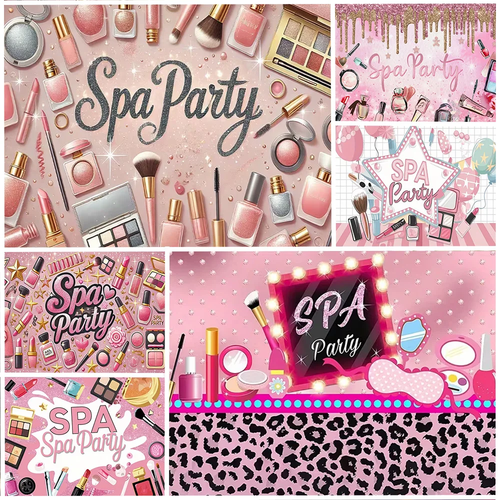 

Pink Beauty Makeup Spa Birthday Party Decoration Backdrop Ladies Sexy Adult Girls Background Supplies Photo Studio Gifts Props