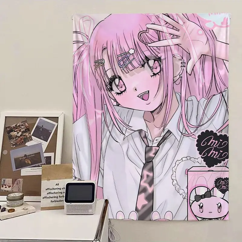 فتاة حلوة معلقة من القماش الكرتوني لطيف خلفية القماش فتاة القلب غرفة نوم غرفة جدار ديكور المنزل