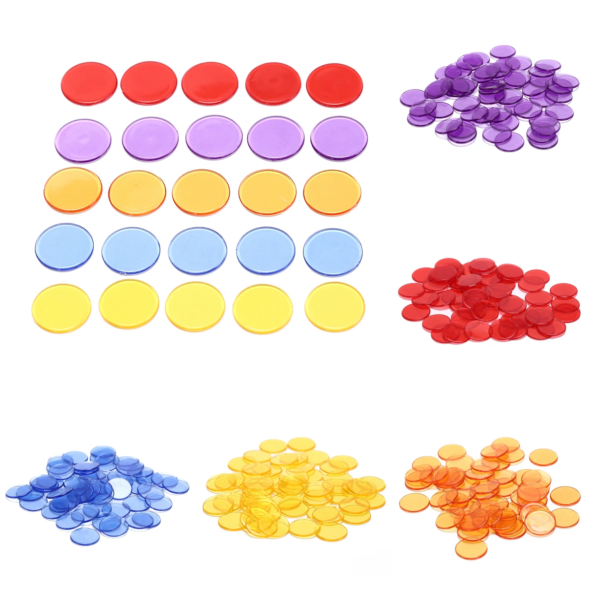 50Pcs Plastic Poker Chips Casino Bingo Markers for Fun Family Club Carnival Bingo Game Supplies Accessories 1.5cm 5Colors