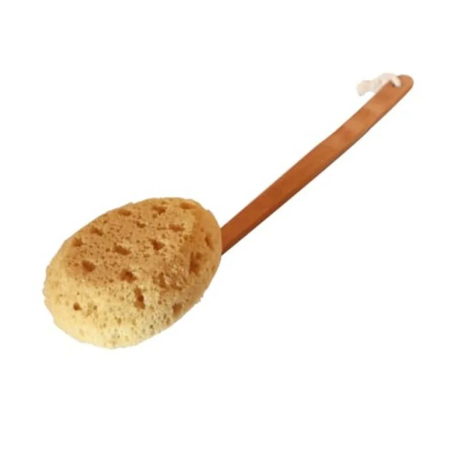 

Щетка для душа 18 дюймов с длинной деревянной ручкой, мочалка из морской губки, щетка для спины, нежный отшелушивающий аппликатор для лосьона