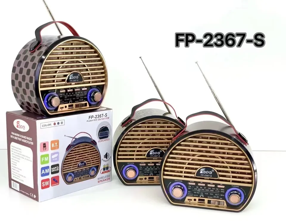 Fp-2367-s Retro Fm Am Sw Radio Dc 3v Radio 18650 1200mah Radio con batería recargable