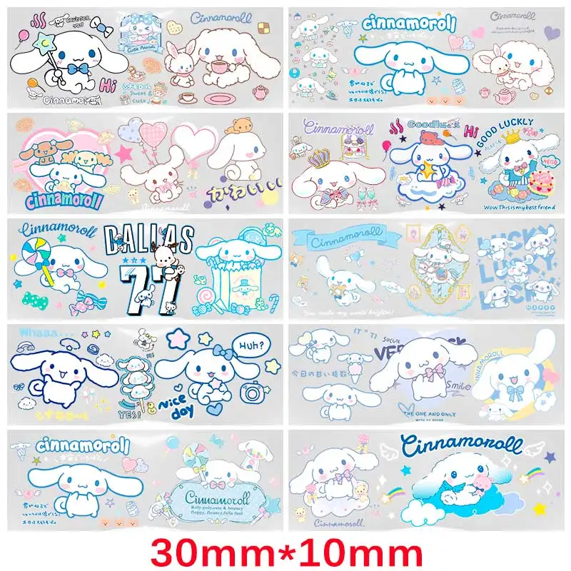 Sanrio-pegatina de transferencia 3D de dibujos animados Cinnamoroll para vasos Libbey de 16oz, pegatina impermeable DIY, taza UV DTF, pegatina encantadora