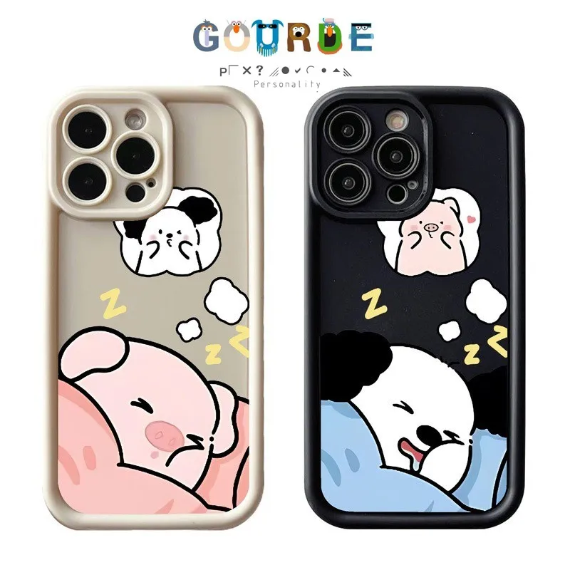 Gourde Cute Funny Casing Sleeping Pig Shockproof Phone Case for IPhone 16 15 14 12 13 11 Pro Max IP 7 8 Plus Iphon X XS XR XsMax