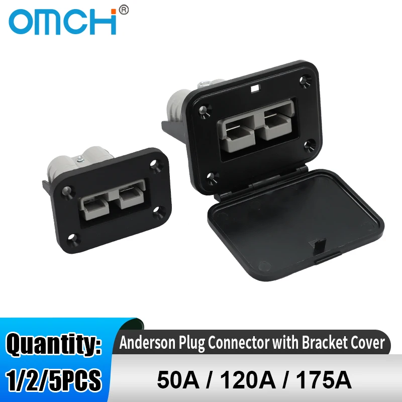 

OMCH 1/2/5PCS 50A/120A/175A For Double Pole Plug Connector with Mount Bracket Panel Cover For Boat Truck Cable Connectors Plug