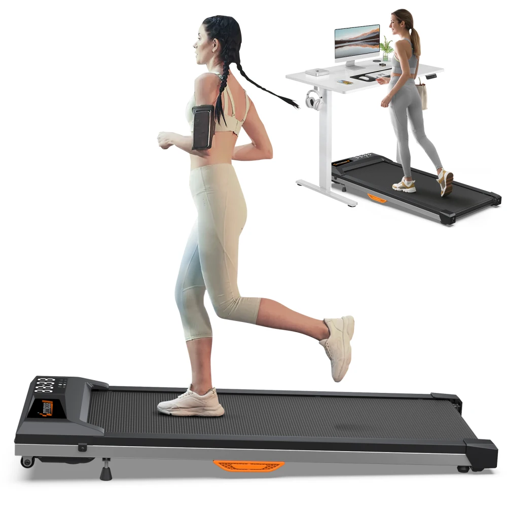 Under Desk Treadmill with Incline Portable Walking Treadmill 2.5HP Jogging Machine 265lbs Weight Capacity App Remote Control LED