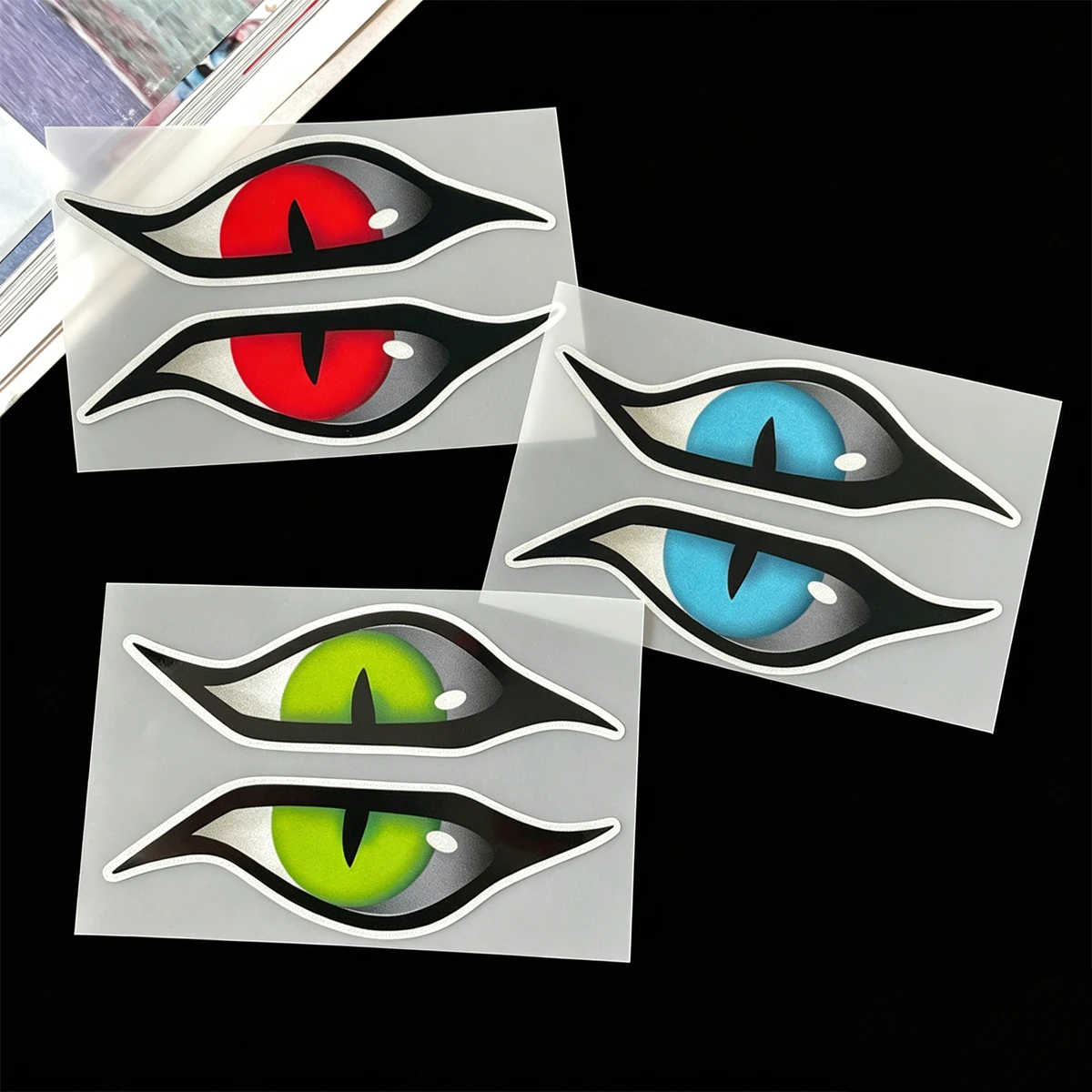 1Pair Devil Eyes Reflective Waterproof Vinyl Stickers Funny Decals For Car Motorcycle Scooter Helmet Mirror Decor
