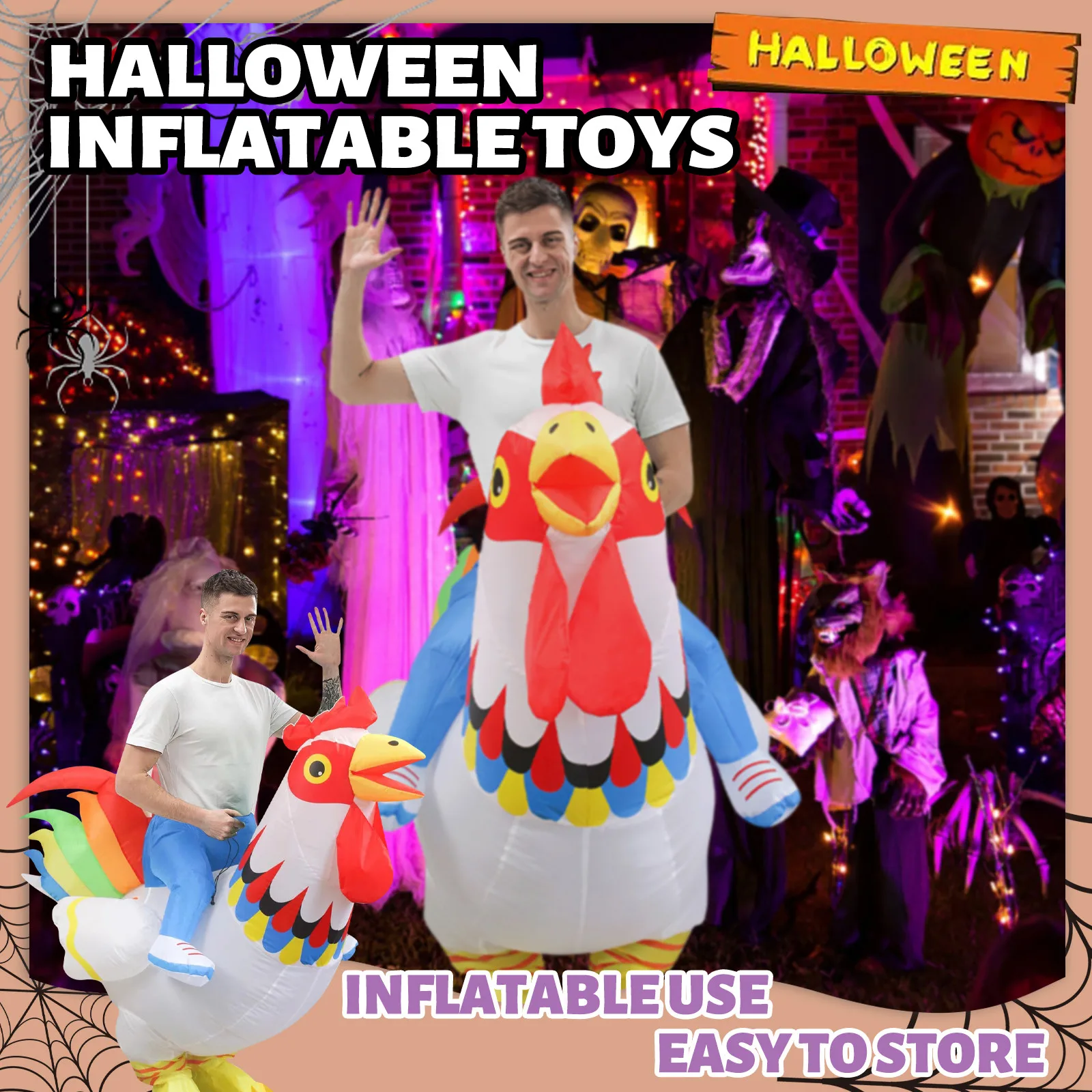 Inflatable Halloween Costume Adult Funny Halloween Party Inflatable Costume Carrying Human Fancy Dress Blow Up Suit New