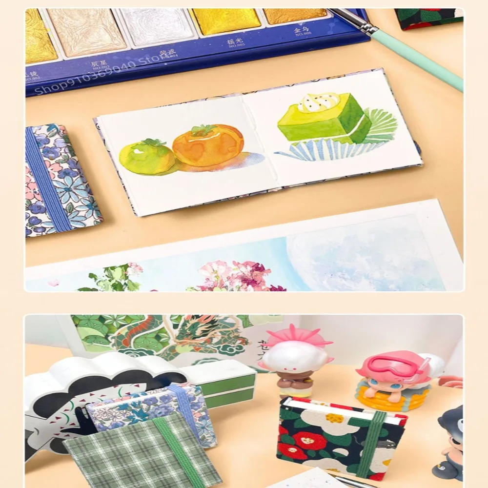 ผ้าขนาดเล็กสำหรับงานศิลปะสมุดระบายสีน้ำขนาดพิเศษ300กรัมสมุดวาดภาพแบบพกพาลายไม้เนื้อละเอียดภาพวาดสมุดสเก็ตช์ภาพท่องเที่ยว