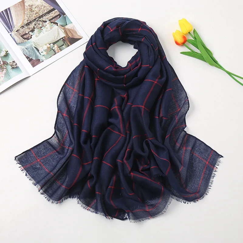 Hot Sale Fashion Versatile Classic Two-Tone Plaid Scarf for Women, Casual Professional Light Luxury Shawl BS369 Trendy