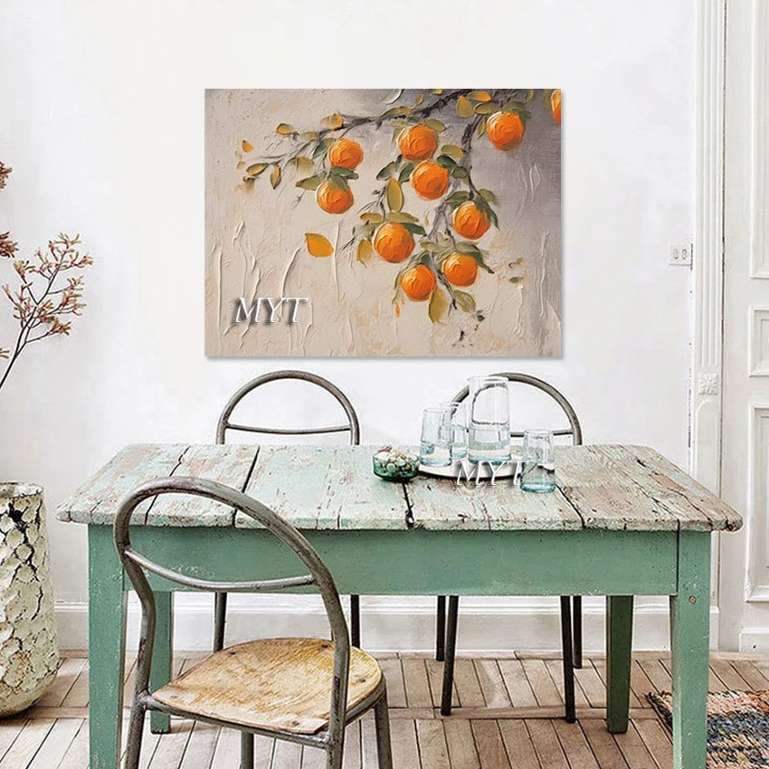 

Orange Fruit Thick Texture Handmade Oil Painting On Canvas Quality Artwork Decorative Items For Home Living Room Pictures